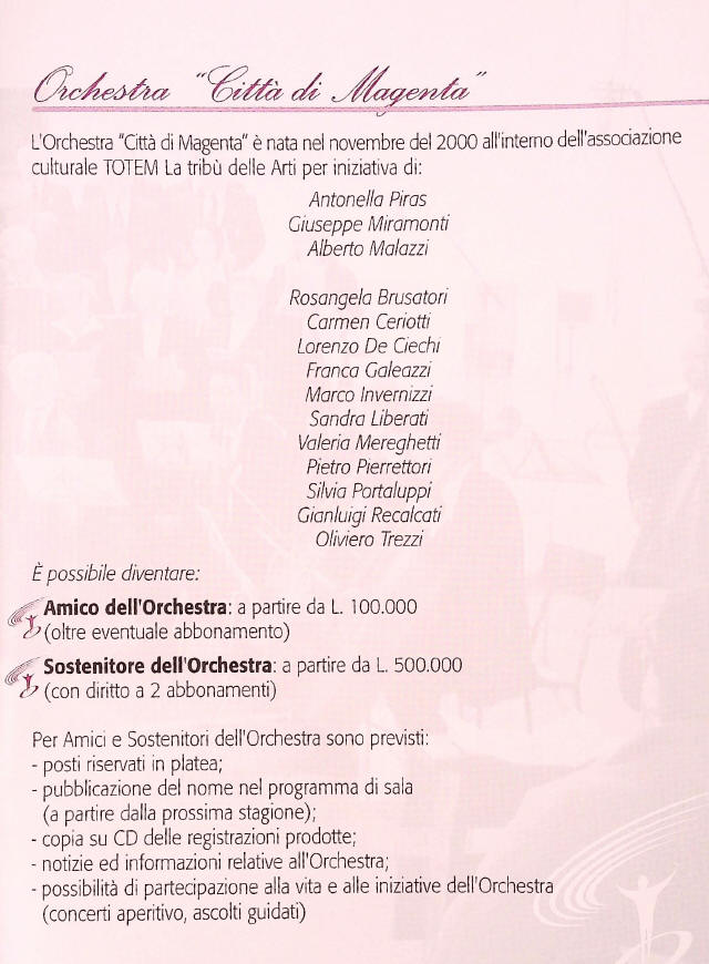 Stagione 2001 Totem Magenta