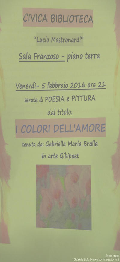 Gabriella Bralla in una serata di poesia
