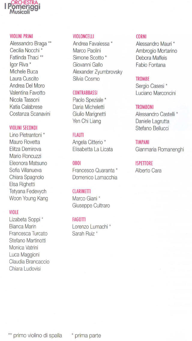 Programma di sala