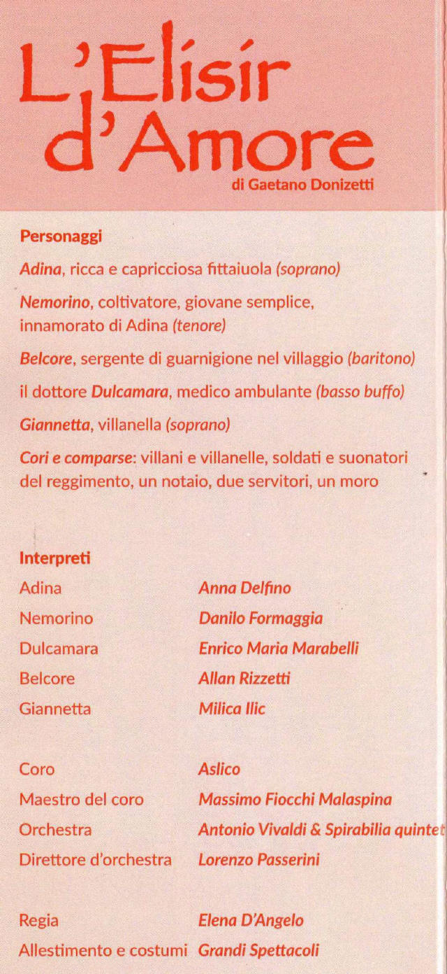 Galliate Opera Castello ELISIR dAMORE