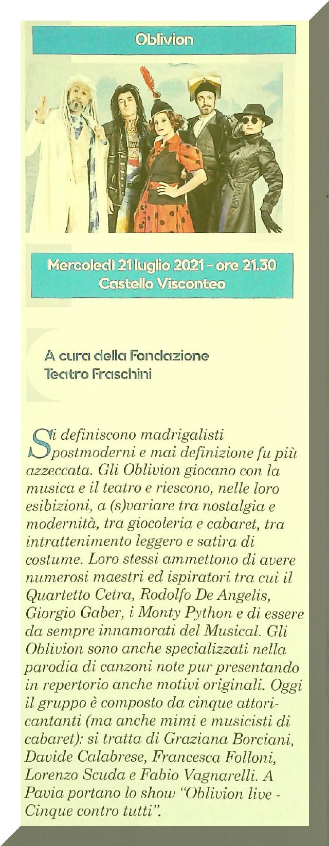 Oblivion 2021 Pavia Castello