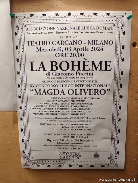 Prove Boheme Lirica Domani Carcano