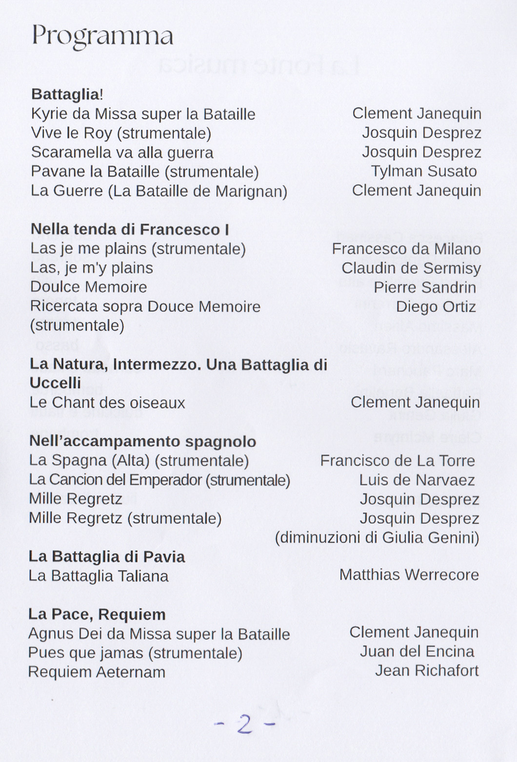 La fonte musica Battaglia di Pavia