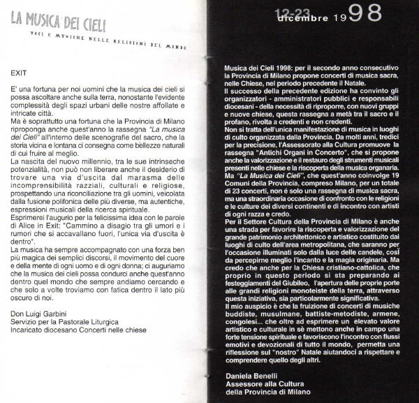 Rassegna 1988 Musica dei Cieli