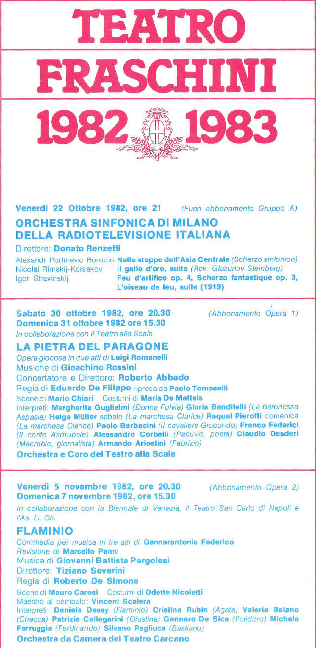 Teatrro Fraschini 1982-1983 stagione