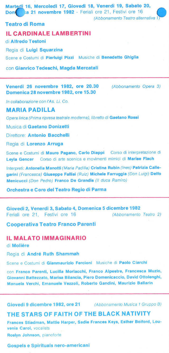 Teatrro Fraschini 1982-1983 stagione