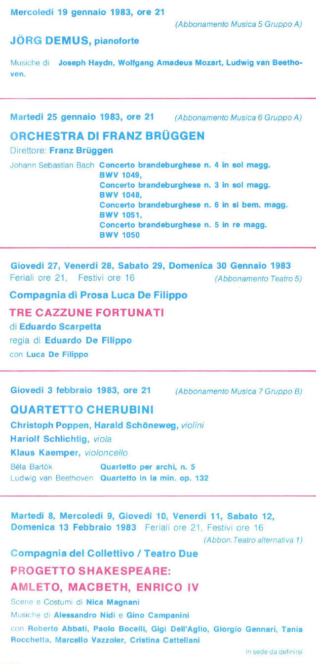 Teatrro Fraschini 1982-1983 stagione
