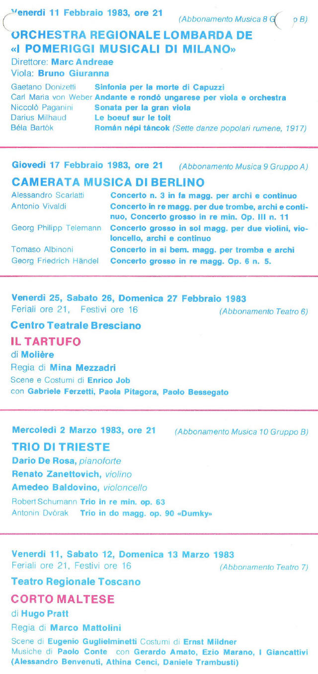 Teatrro Fraschini 1982-1983 stagione