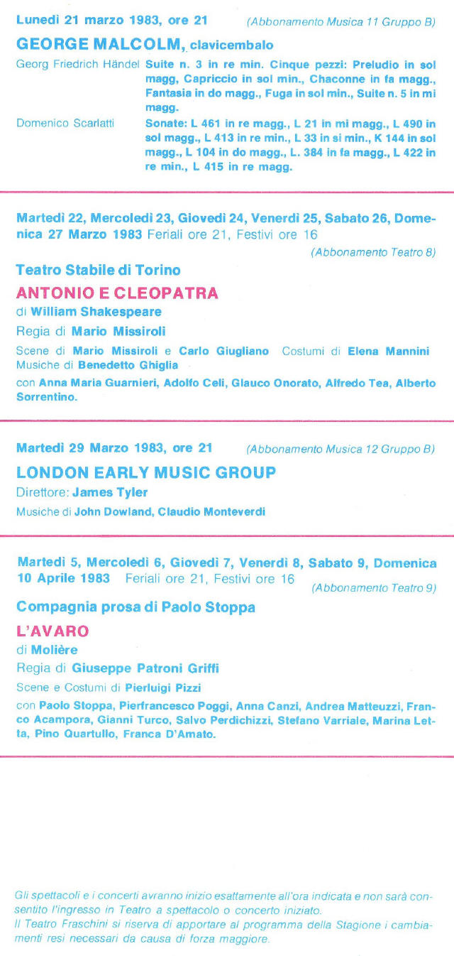 Teatrro Fraschini 1982-1983 stagione