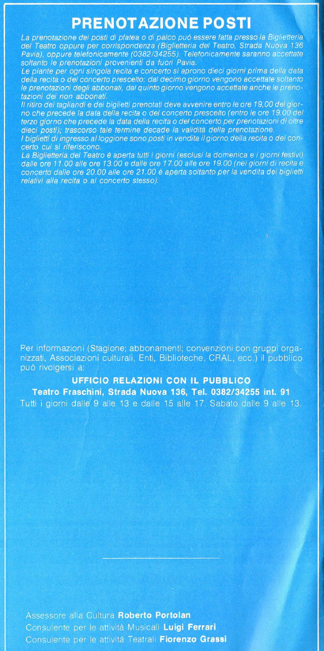 Teatrro Fraschini 1982-1983 stagione